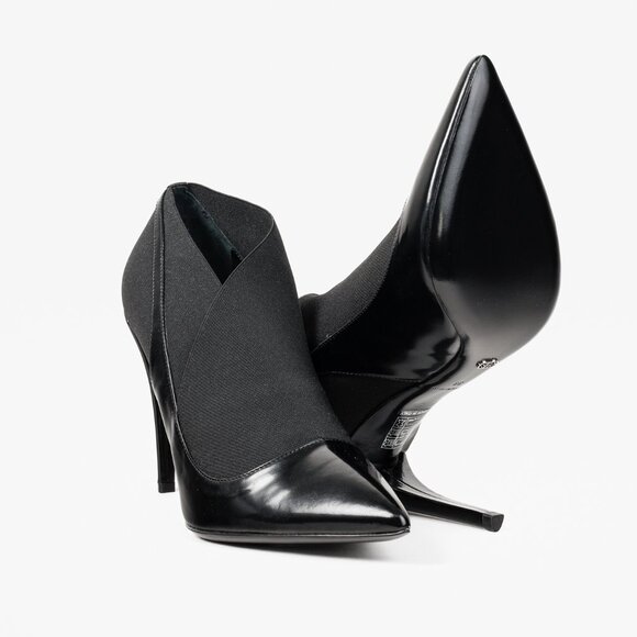 Christian Dior Black Leather Elastic Wrap Pointed Toe Stiletto Bootie - Picture 4 of 10